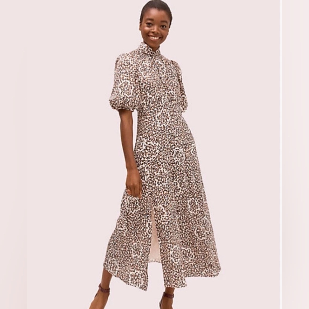 kate spade flair flora devore leopard print dress